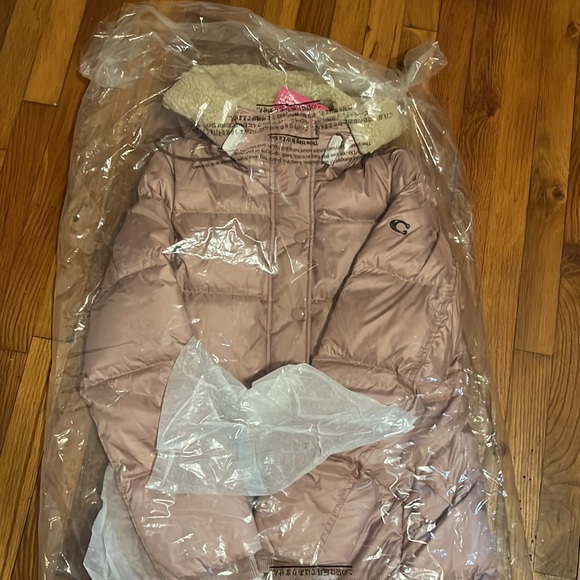 NWT COACH Long Puffer Coat with Faux Shearling  - Pink, Small - Picture 7 of 8